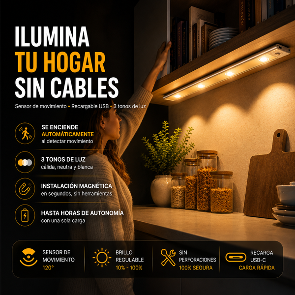 Lámpara Inteligente LED con Sensor de Movimiento (60 cm)
